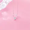 Colar de Gatinho Vazado Estilo Coreano S925 Prata Nalan Feminino com Micro Cravação de Diamante Único D6802