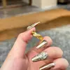 Cinta de Satén Única Elegante Lujo Ligero Diamante Espiga de Trigo Anillo Simple para Mujer Chapado en Oro Versátil Nuevo Estilo Chino