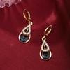 Coreia do Sul Nova Luz de Entrada de Luxo de Alta Qualidade Incrustado de Diamante Gotas de Água Preto Oco Dupla Camada Brincos Moda Feminina Simples Distintivo Orelha Fivela