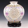 Adornos de Jarrón de Cerámica de Jingdezhen Sala de Estar Arreglo Floral Porcelana Hueca Pastel Estilo Chino Moderno Decoraciones para el Hogar Gabinete de Vino