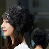 Sombrero de Nuevo Estilo para Mujer, Verano, Delgado, Cubre-Cabello Blanco, Transpirable, Calado, Gorra Apilada, Estilo Occidental, Sombrero con Bolsa de Encaje para Mujer