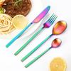 Amazon aço inoxidável pequeno quadrado cabo faca e garfo colher cross-border hotel ocidental mesa bife faca, garfo e colher 4 peças jogo atacado