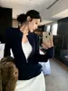 Cardigan de Tricô com Gola Alta e Zíper Canelado Estilo Old Money Feminino Primavera Outono Inverno Emagrecedor Coreano Suave Fofo Suéter Pequena Jaqueta Top