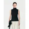 "Rocío Blanco" Chaleco de Punto Fino sin Mangas de Cuello Alto de Hilo Yangtze Alemán Ropa de Punto Elegante para el Trabajo Top de Punto