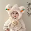 Gorro Bufanda para Bebé con Protector de Cuello Integrado Otoño e Invierno Gorro con Protección para Orejas de Bebé Lindo Súper Lindo Gorro de Peluche para Niños y Niñas