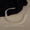 Nuevo Collar de Perlas de Doble Capa Retro Coreano para Mujer Diseño de Personalidad Sentido Dulce Suave Elegante Cadena Collar Cadena Clavícula Trendy