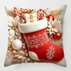 Venta Caliente Transfronteriza Funda de Cojín Navideña Sofá Sala de Estar Reno Rosa Muñeco de Nieve Decoración del Hogar Funda de Cojín