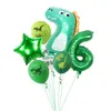 Amazon Lindo Dragón Corona Dinosaurio Set de Globos de Látex Paquete de Globos de Película de Aluminio Número Verde Venta al por Mayor