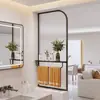 Tela Meia-Parede de Banheiro Estilo Cream de Luxo Leve com Divisória de Vidro Ondulado para Áreas Úmidas e Secas, Prateleira para Lavatório
