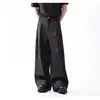 Pantalones Curvos de Corte Holgado de Marca de Moda para Hombre, Pantalones de Vestir de Pierna Ancha, Drapé de Estilo Americano para Primavera, Pantalones Largos Plisados Versátiles y Frescos de High Street