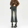 Jeans Vintage Débiles para Mujer Primavera y Otoño Nuevos de Cintura Alta talla extra chica gordita Corte Ajustado Acampanados Cortos