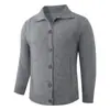 Comércio exterior transfronteiriço, cardigã de tricô estilo vintage, blusa macia e quente para outono/inverno, gola com botões, peça externa casual para homens
