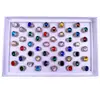 Nuevo Anillo de Vidrio de Colores Atmósfera Exagerada de Comercio Exterior Índice Dedo Joya de Cristal Exportado a Europa y América Joyería Antigua de Plata Retro