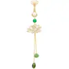 Broche Cheongsam de Lótus com Borla e Imitação de Madrepérola, Broche Pingente Ruyi de Estilo Antigo para Mulheres, Acessório de Vestido de Chá Hanfu de Alta Qualidade para Mulheres
