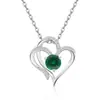Collar de Plata de Ley S925 con Doble Capa en Forma de Corazón Incrustado con Diamantes de Amazon, Transfronterizo Europeo y Americano, para Mujer, con Doce Piedras de Nacimiento, Cadena Versátil para Clavícula