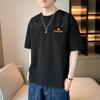 Camiseta de Manga Corta Talla Grande para Hombre Verano 2024 Casual Estilo Hong Kong Marca de Moda Hombro Caído Ins Camiseta Básica para Hombre