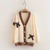 Colección Otoño 2026: Chaqueta suéter con moño tridimensional estilo japonés para mujer, diseño casual con un toque juvenil, cárdigan de punto