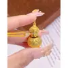 Colgante de Calabaza para Sachet Abrible Chapado en Oro de Latón, Cadena para Suéter de Mujer con Filigrana Ruyi Finamente Tallada, Joyería de Oro Arena