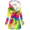Casaco Trench Coat Feminino 2023 Novo, Quente para o Inverno, Estilo Europeu e Americano, Patchwork Colorido, Com Capuz, Venda Quente Transfronteiriça, Atacado