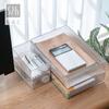 Desktop Stripe Storage Box Transparente Document Book Arranjo Caixa Gaveta Sundries Cesta de armazenamento Cosméticos Cesta de armazenamento
