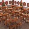 Mesas y sillas de tienda de fideos, mesas y sillas de snack bar de hotel, combinación de mesas y sillas de comida rápida, mesas de restaurante de madera maciza, mesas de comedor, mesas carbonizadas para barbacoa