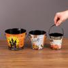Cubo de Almacenamiento de Calabaza de Hierro Organizador de Dulces de Halloween Cubo de Hierro Bolso para Niños Mini Cubo para Pollo Frito y Palomitas