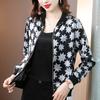 2025 Primavera y Otoño Nueva Moda Tops Tops de Uniforme de Béisbol para Mujer Tops de Manga Larga de Seda Estampada Camisa de Seda de Morera