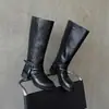 Botas Altas de Moda Estilo Británico con Pliegues de 4.5 cm 2026 Otoño/Invierno Nuevas con Punta Redonda y Tacón Grueso Hasta la Rodilla para Mujer