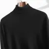 Suéter de cuello alto para hombre de cachemira Otoño e Invierno Versátil Cálido Talla grande Jersey Cardigan Color liso Base Cardigan de punto