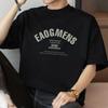 Camiseta de algodón pesado estilo americano 260g para hombre, manga corta de verano, holgada, cuello redondo, ropa top, algodón estampado con letras, manga media