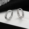 Pendientes de plata de ley S925 con hebilla en forma de U y textura oblicua para mujer, diseño INS Sense, con patrón de cáñamo de metal, joyería para las orejas