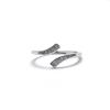 Anillo Abierto Ajustable de Plata con Cinta Cruzada de Amazon Moda Retro Fila de Diamantes y Circonita Venta al por Mayor