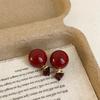 Pendientes de cristal cuadrado con parte delantera y trasera de perla roja de Ankora, pendientes femeninos de personalidad única, de moda, que combinan con todo.