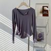 Talla Extra Grande Moda Ropa Suave para Danza Plisada de Manga Larga para Mujer Principios de Otoño Cintura Alta Ropa de Práctica de Danza Moderna Camisetas Tops de Moda