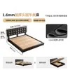 Cama Alta Especial de Waffle Tongyu Cama Ultra Delgada Mesita de Noche Apartamento Pequeño Dormitorio Principal Estilo Retro de Cuero Cama Doble para Boda