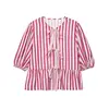 Al por mayor 2025 Primavera Nueva Camisa de Mujer de Encaje con Cordones Holgada de Manga Corta Estilo Europeo y Americano 26057