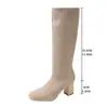 Zapatos de Tacón Alto de Gran Tamaño para Otoño, Novedad, Comercio Exterior de Gran Tamaño para Mujer, Tacón Grueso, Botas de Media Caña Ligeras Europeas y Americanas, Elásticas