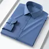 Camisa masculina de manga longa transfronteiriça, vestimenta executiva plus size, top de fibra de bambu sem ferro e anti-rugas, camisa masculina para usar sob um terno