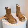 2026 Nuevas Botas Cortas de Moda Estilo Británico para Mujer, de Suela Gruesa, Ajustadas, Elásticas, que Aumentan la Altura, Botas Martin, de Moda