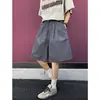 Shorts de seda gelada com dopamina para homens, calças finas de verão de secagem rápida, soltas, compridas até o joelho, shorts esportivos casuais respiráveis com cordão