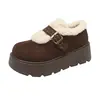 Botas de Nieve Gruesas de Caña Baja para Mujer 2026 Otoño/Invierno Nuevo Estilo Ropa Exterior Zapatos de Algodón Gruesos de Suela Baja Zapatos Peludos Mujer