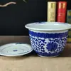 Vaso de Cerâmica Jingdezhen com Prato, Vaso de Porcelana Azul e Branco Extra Grande Feito Sob Medida, Vaso Decorativo Estilo Chinês com Furos para Plantas Verdes