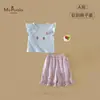 XiafanVerão Novo Estilo Roupa Infantil e de Bebê Classe A, Conjunto Versátil de Duas Peças com Camiseta de Desenho Animado e Calça de 9 Pontos para Meninas