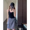 Moda y Estilo ~ Pantalones de Tres Puntos Color Sólido Anti-Exposición Ropa de Trabajo Bolsillo Grande Falda Corta de Cintura Alta para Mujer Verano Nuevo