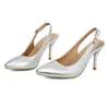 Sandalias de punta fina, tacón ultra alto, estilo europeo y americano, tacones de aguja, sandalias de punta cerrada para mujer de verano, charol de color liso, zapatos para mujer de talla grande transfronterizos