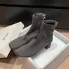 Botines elásticos ajustados de moda estilo británico de 5.5 cm, nuevo modelo otoño 2026, punta cuadrada, tacón grueso, cierre trasero, botines de tacón alto