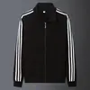 Cárdigan de Algodón de 320g con Cuello Alto, Nuevo Estilo Otoño, Deportivo, Cómodo, Casual, Versátil, Top para Hombre de Color Sólido con Tres Rayas