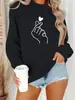 Moletom Feminino de Gola Alta com Forro de Lã para Outono e Inverno com Estampa de Logo Grande e Gola Redonda - AliExpress Amazon Transfronteiriço