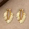 Aretes Personalizados para Mujer, Aretes de Nicho, Aretes de Celebridades de Internet, Modernos Aretes de Hoja con Borla de Zirconia de Hebilla Frontal y Trasera