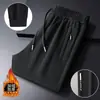 Pantalones Casuales de Talla Grande para Hombre Otoño e Invierno, Pantalones Deportivos Jogger de Pierna Recta con Cremallera, Cintura Elástica, Forro Polar para Hombre